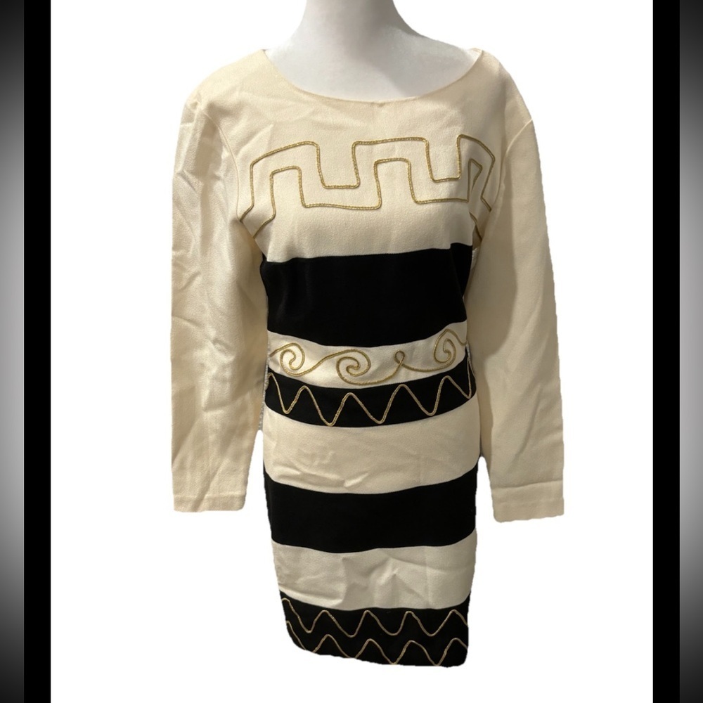 Vintage Misty Lane Dress Black Gold & Cream color dress